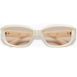 Cool Beige Retro Trendy Men Women  Rave Y2K Rectangle Cute Fashion Sunglasses
